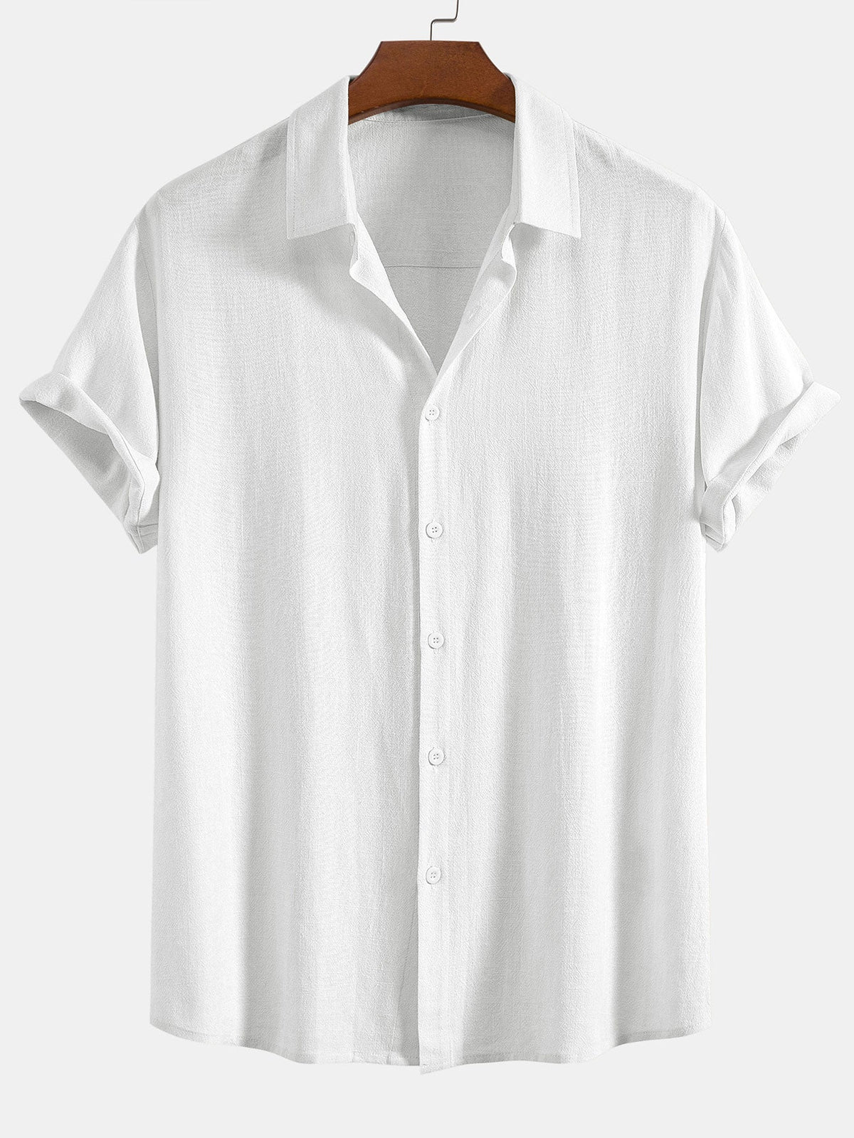 Men's Shirt Linen Blend Camp Collar Short Sleeve