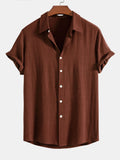Men's Shirt Linen Blend Camp Collar Short Sleeve