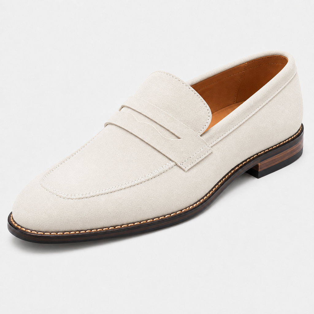 Men's Penny Loafers Suede Slip On Round Toe Smart Casual