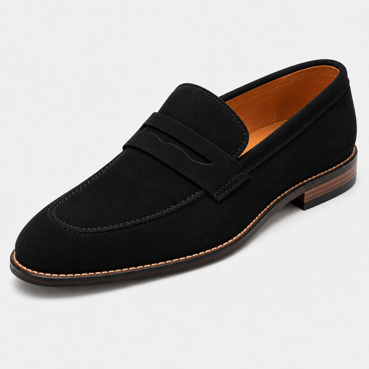Men's Penny Loafers Suede Slip On Round Toe Smart Casual