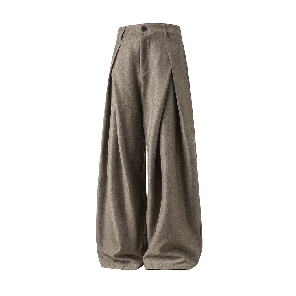 Men's Wide Leg Trousers Woven Fabric High Waist Pleated Front