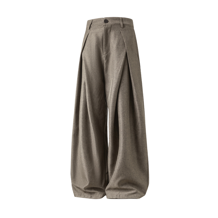 Men's Wide Leg Trousers Woven Fabric High Waist Pleated Front