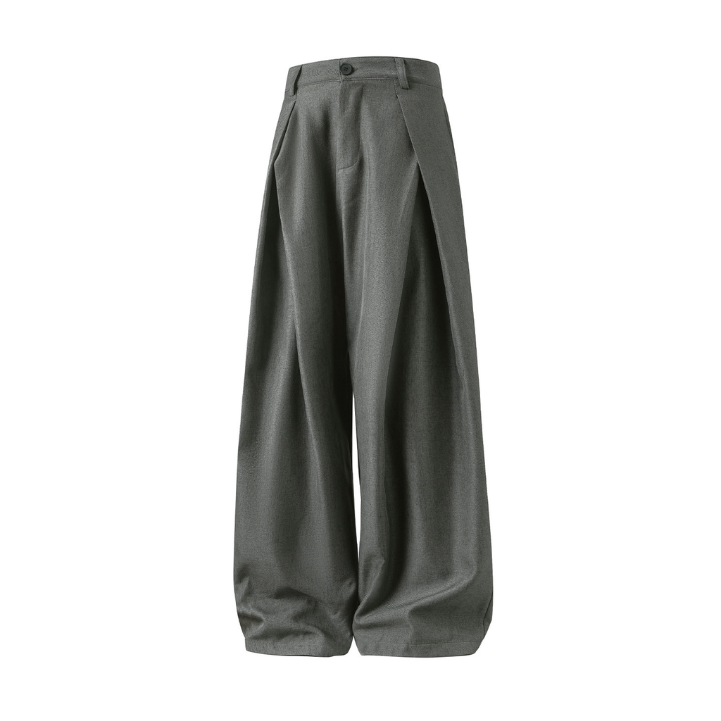 Men's Wide Leg Trousers Woven Fabric High Waist Pleated Front