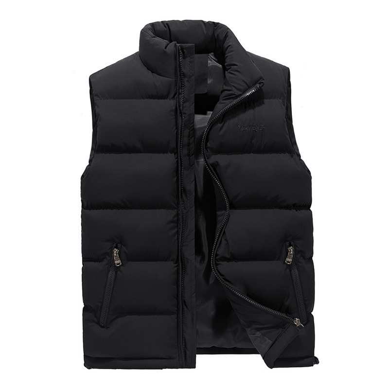 Men's Quilted Gilet with Stand Collar and Zip Pockets