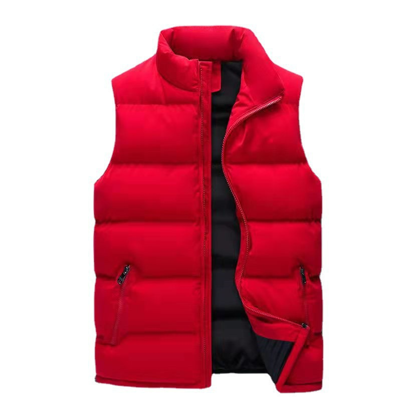 Men's Quilted Gilet with Stand Collar and Zip Pockets