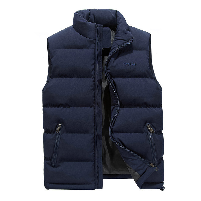 Men's Quilted Gilet with Stand Collar and Zip Pockets